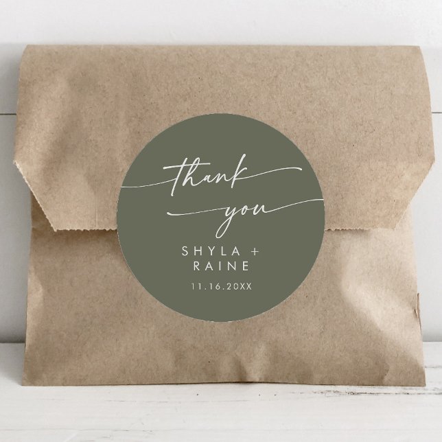 Adesivo Boho Chic Olive Green Obrigado Favor De Casamento (Criador carregado)