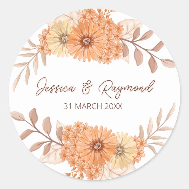 Adesivo Boho Chic Orange Floral Wedding (Frente)