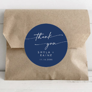 Adesivo Boho Chic Royal Blue Obrigado Favor de Casamento