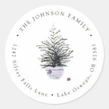 Boho Chic Watercolor Árvore Natal Endereço de Devo