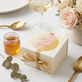 Adesivo Boho Chic Watercolor Pink e Nome Amarelo Casamento