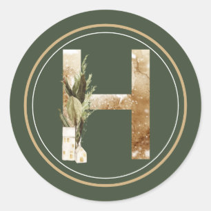 Adesivo Boho Christmas Monograma H com Verdes