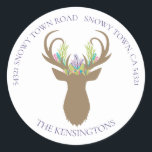Adesivo Boho Christmas Reindeer Lavanda Teal Address<br><div class="desc">Boho Christmas Reindeer Teal Address Stickers Adiciona um toque especial aos seus presentes e cartões este ano com estes deliciosos adesivos de vassoura com um veado de galho com palha, lavanda, rosa e pinheiro pastel em suas galhadas. Fácil de personalizar com texto, fontes e cores. Criado pelo designer Zazzle pro...</div>