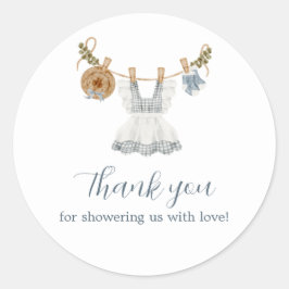 Adesivo Boho Clothesline Girl blue e white watercolor