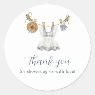 Adesivo Boho Clothesline Girl blue e white watercolor