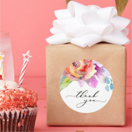 Adesivo Boho Colorida Watercolor Floral Obrigado