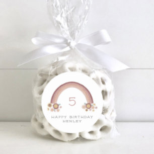 Adesivo Boho Daisy Floral Rainbow Girls Aniversário