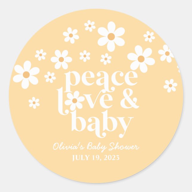 Adesivo boho Daisy peace love baby yellow (Frente)