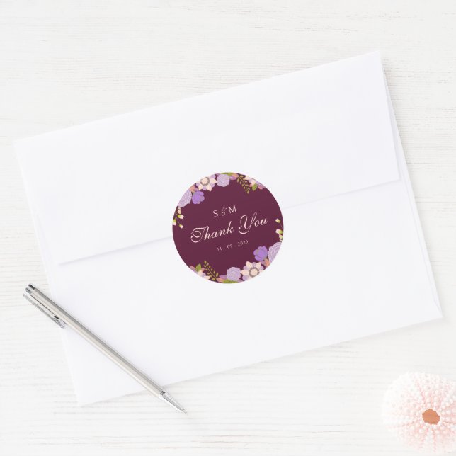 Adesivo Boho Deep Wine Favoritos para festas Floral (Envelope)