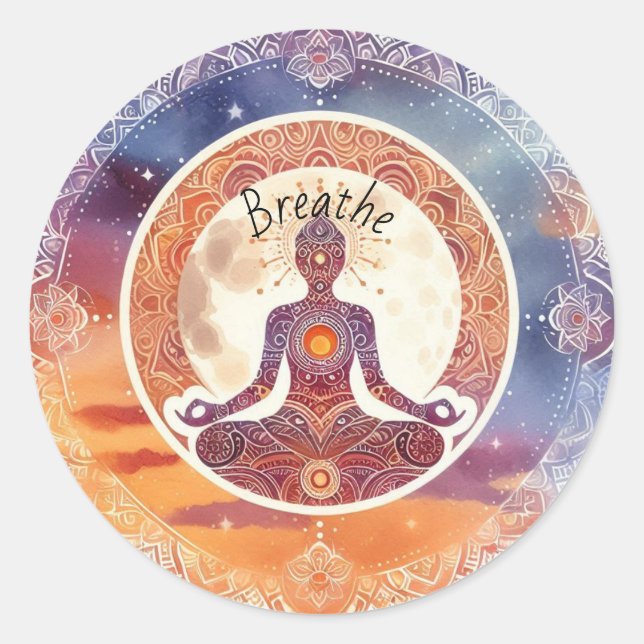 Adesivo Boho design, respiração, meditação, autocuidado (Frente)