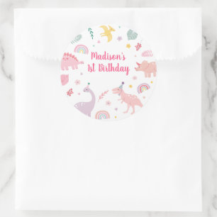 Adesivo Boho Dinossaur Rosa Aniversário