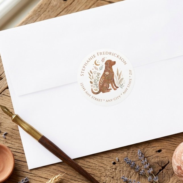 Adesivo Boho Dog Address Labels – Dog Mom Gift (Boho dog lover return address label)