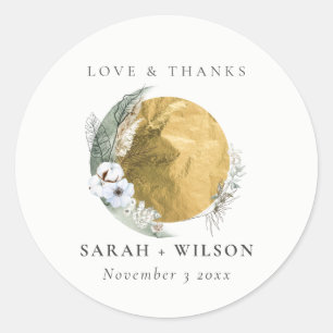 Adesivo Boho Dourado Saga Green Floral Wreath Obrigados