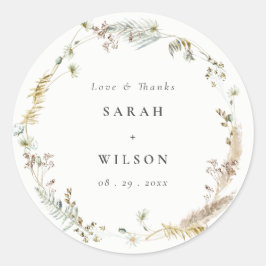 Adesivo Boho Dry Palm Pampas Grass Floral Wreath Casamento