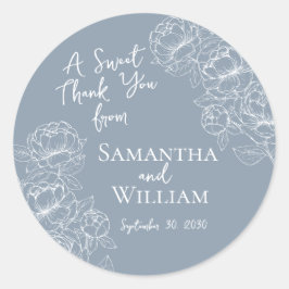 Adesivo Boho Dusty Blue Floral Casamento Obrigado