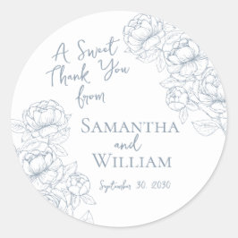 Adesivo Boho Dusty Blue Floral Casamento Obrigado