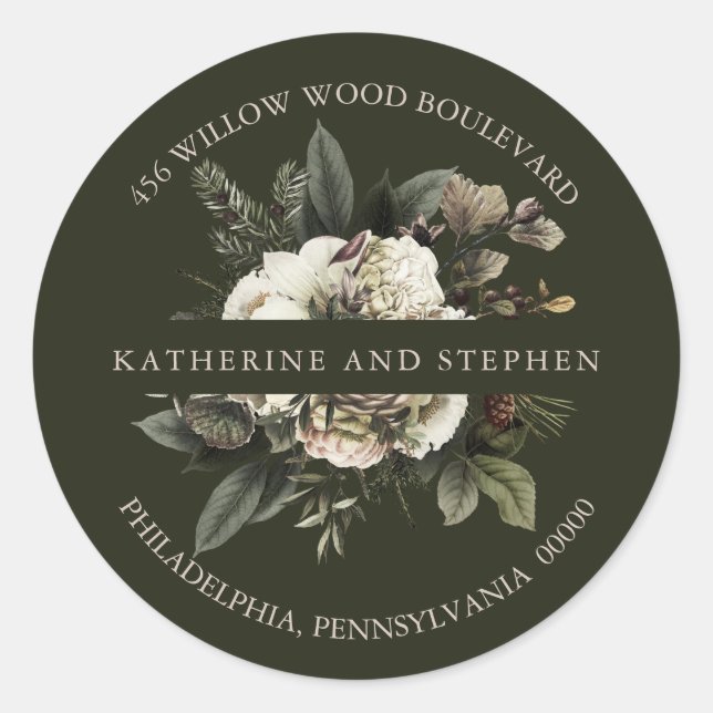 Adesivo Boho Dusty Pink Endereço de Devolução de Casamento (Frente)