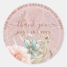 Adesivo Boho Dusty Rosa Pampas Grass Obrigado A Clas