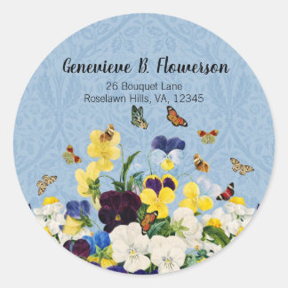 Adesivo Boho Elegante Primavera Pansies Daffodils Borbolet