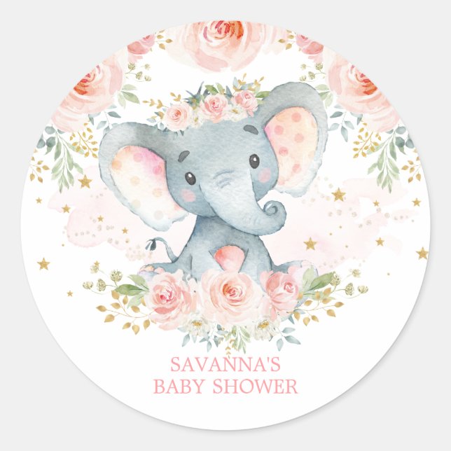 Adesivo Boho Elephant Pink Floral Baby Girl (Frente)