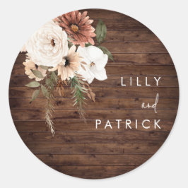 Adesivo Boho Fall Floral Terracotta Casamento Madeira Rúst