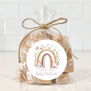Adesivo Boho Floral Arco-íris Baby Sprinkle Obrigado