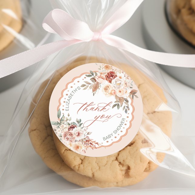 Adesivo Boho Floral Baby Shower Thank You (Criador carregado)