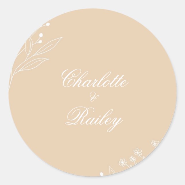 Adesivo Boho Floral Boho Casado de Cantinho Branco Beige (Frente)