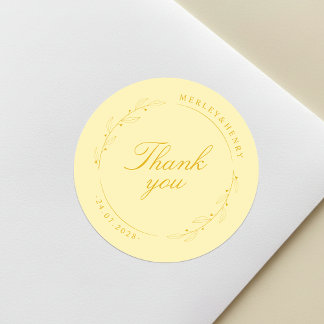 Adesivo Boho Floral Butter Yellow Wedding Thank You