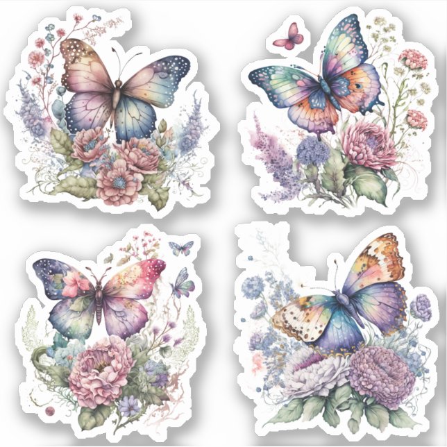 Adesivo Boho floral Butterfly Sticker Bohemian Ästhetik (Frente)