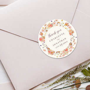 Adesivo Boho Floral Casamento de Outono Agradecimento