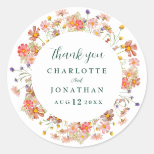 Adesivo Boho Floral Casamento de Outono Agradecimento