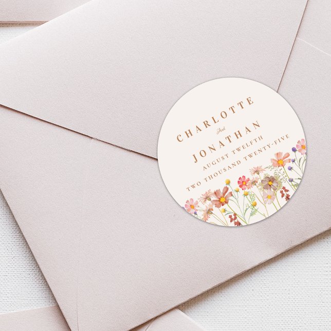 Adesivo Boho Floral Casamento outono (Boho fall rustic Wildflower floral custom Wedding sticker watercolor flowers elegant modern)