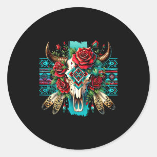 Adesivo Boho floral crânio de touro rosas asteca caubói oc