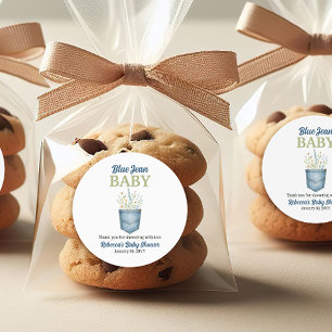 Adesivo Boho Floral Denim Pocket Blue Jean Chá de fraldas