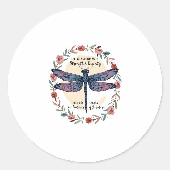 Adesivo Boho Floral Dragonfly Ela Está Fechada Com Força (Frente)