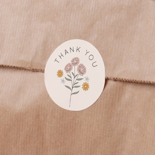Adesivo Boho Floral Earth Tones Chá de panela Obrigado