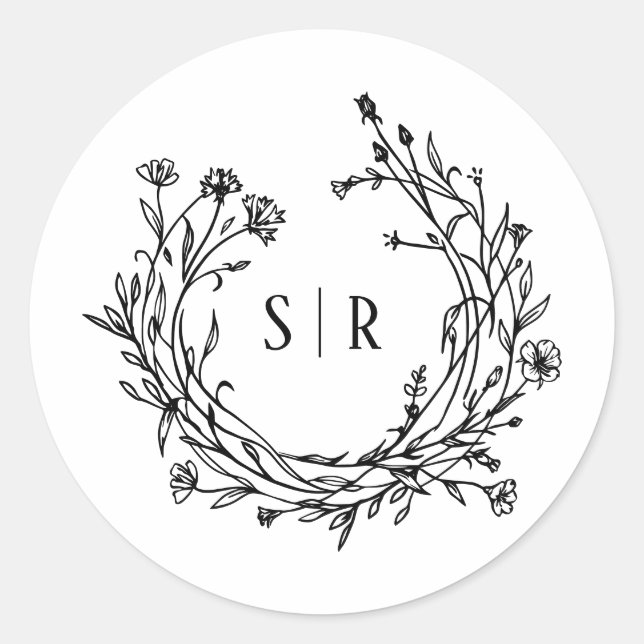 Adesivo Boho Floral Monogram Custom Wedding (Frente)