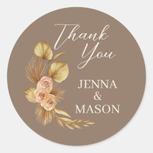 Adesivo Boho Floral Obrigado A Favor De Casamento Sticker