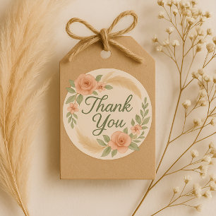 Adesivo Boho Floral Obrigado Chá de fraldas Sticker - Sage
