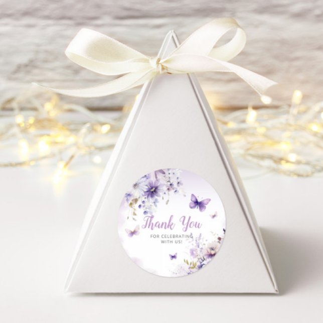 Adesivo Boho Floral Purple Butterfly Chá de fraldas Obriga (Criador carregado)