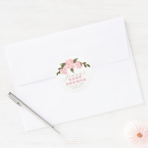 Adesivo Boho Floral Rosa Claro Menina Chuveiro Obrigado