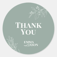 Boho Floral Sage Green Round Sticker