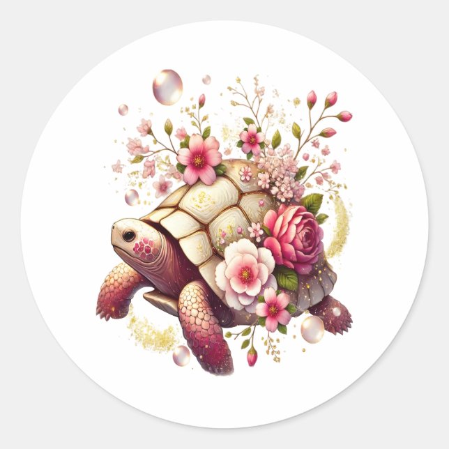 Adesivo Boho Floral Sea Turtle Pink Flor (Frente)