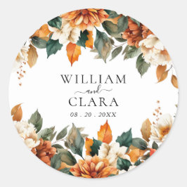 Adesivo Boho Floral Terracotta Watercolor Casamento