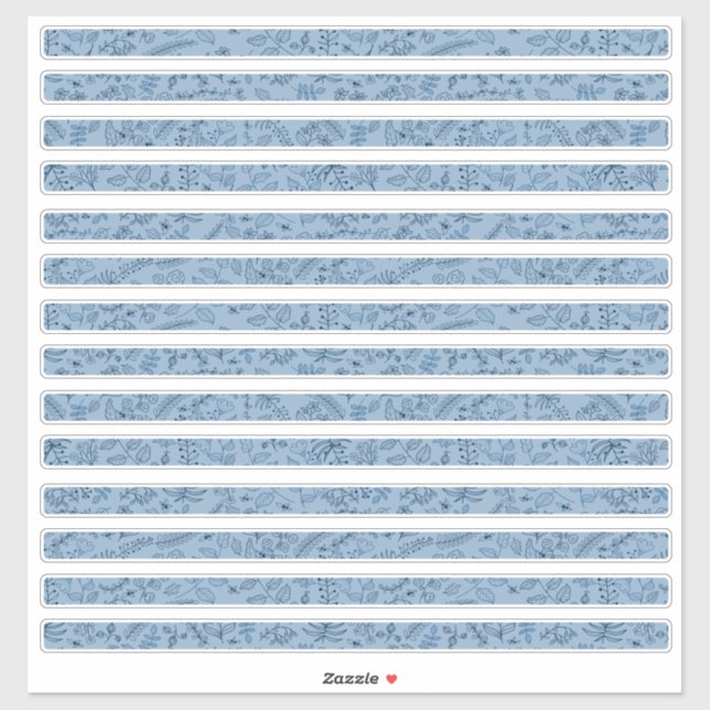 Adesivo Boho Flores Faixas Finas Azul Clássico (Folha)