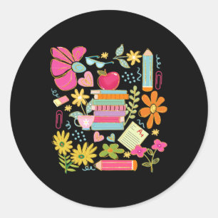 Adesivo Boho Flower Teacher Book Apple Pencil Funny Back T