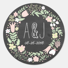 Adesivo Boho Flower Wreath Rustic Chalkboard Casamento
