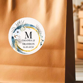 Adesivo BOHO Foliage Weding Obrigado Sticker