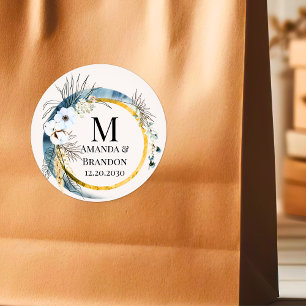 Adesivo BOHO Foliage Weding Obrigado Sticker